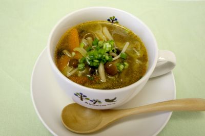 きのことザーサイのピリ辛スープの写真