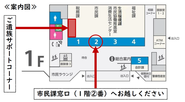 ご遺族サポートコーナー受付場所案内図