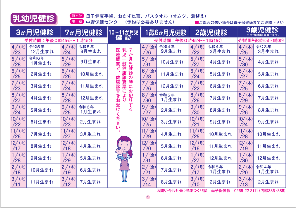 乳幼児健診 | 長野県中野市